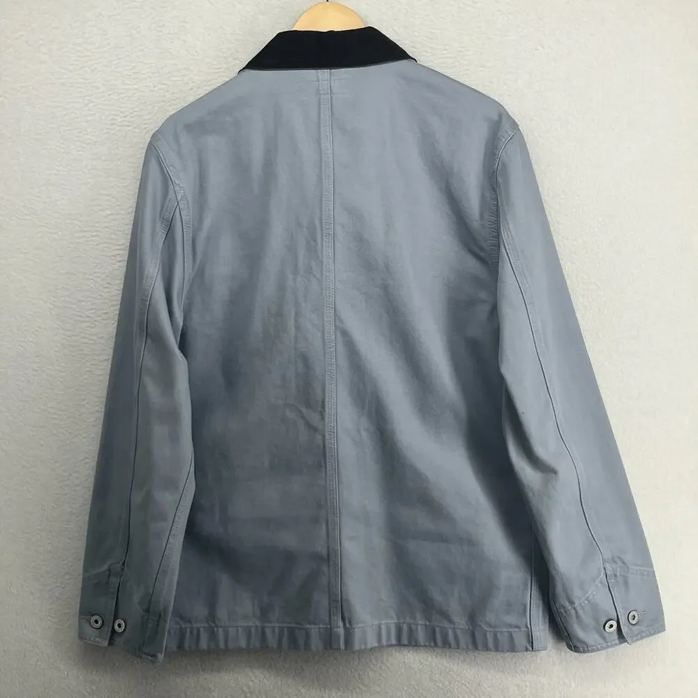 WALLACE & BARNES Jacket Mens M Corduroy Collar Chore Barn Coat Twill Cotton Blue